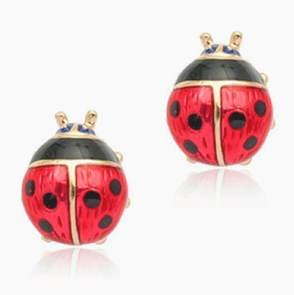 Sale! New Adorable Dainty Little Lady Bug Stud Earrings - Picture 1 of 11